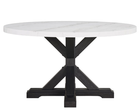 Varley Dove Genuine Marble Round Dining Set from Crown Mark - Luna Furniture