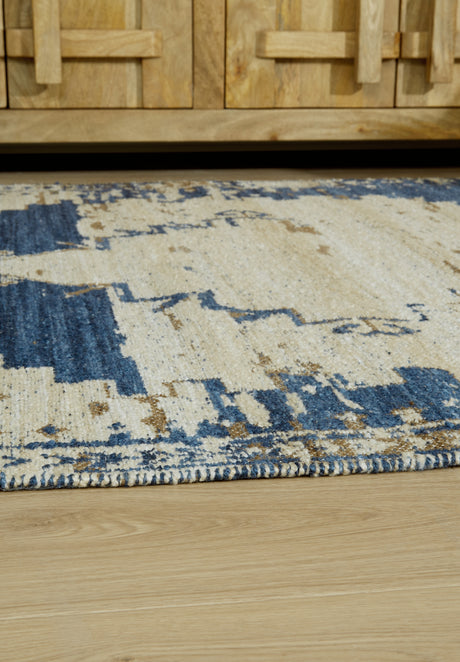 Varnler Blue/Brown/Tan Extra Large Rug from Ashley - Luna Furniture