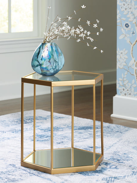 Veerwick Gold Finish Accent Coffee Table from Ashley - Luna Furniture