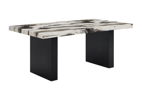 Vega Black/Brown Faux Marble Dining Set from Crown Mark - Luna Furniture