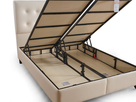 Vella Twin Storage Bed With Headboard in Beige from Furnia - Luna Furniture