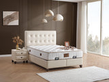 Vella Twin Storage Bed With Headboard in Beige from Furnia - Luna Furniture