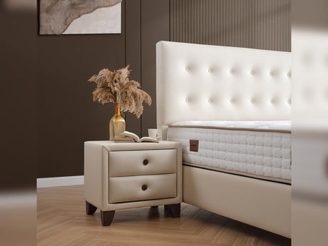 Vella Full Storage Bed With Headboard in Beige from Furnia - Luna Furniture