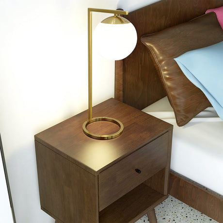 Velvet Globe Table Lamp White Opal Glass with Dimmer Switch Inline from Midinmod - Luna Furniture