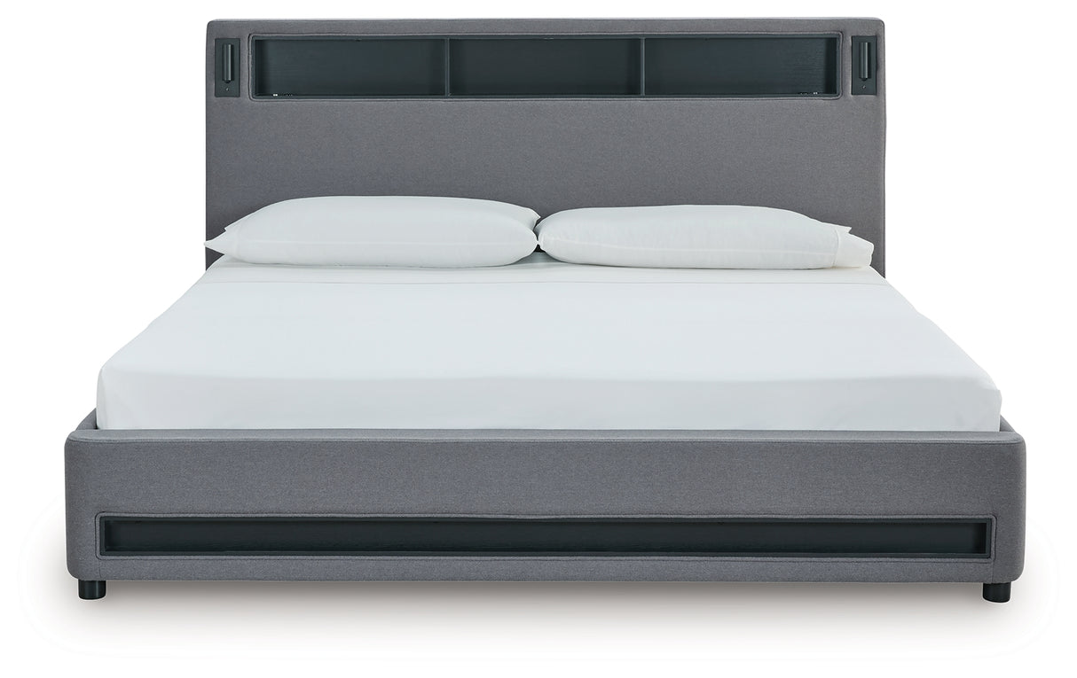 Verishaw Gray King Upholstered Bed from Ashley - Luna Furniture