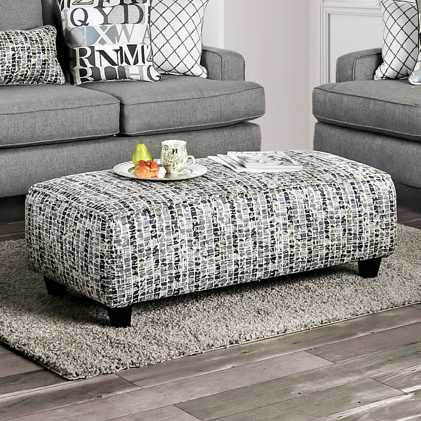 Furniture of America Verne Pattern Ottoman – Luna Furniture