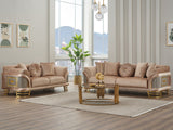 Versace 3-pieces (Sofa & Loveseat & Chair) Livingroom Set in Beige from Furnia - Luna Furniture