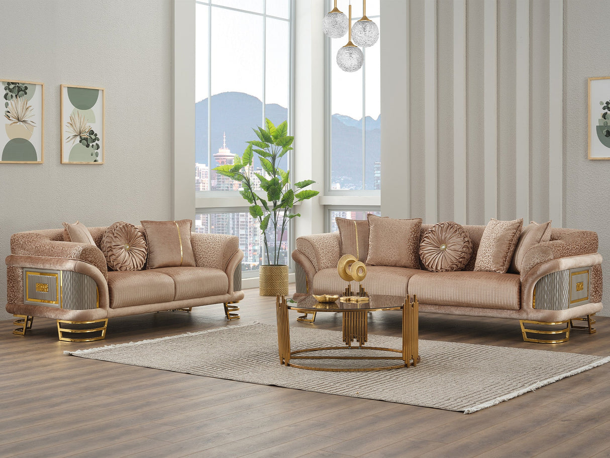 Versace Stationary Loveseat in Beige from Furnia - Luna Furniture