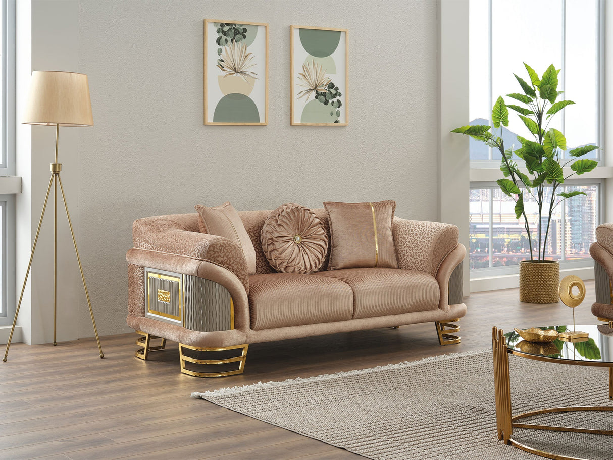 Versace Stationary Loveseat in Beige from Furnia - Luna Furniture