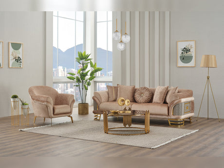 Versace 3-pieces (Sofa & Loveseat & Chair) Livingroom Set in Beige from Furnia - Luna Furniture
