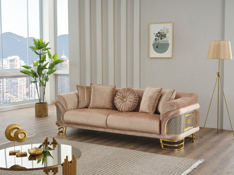 Versace Stationary Sofa in Beige from Furnia - Luna Furniture