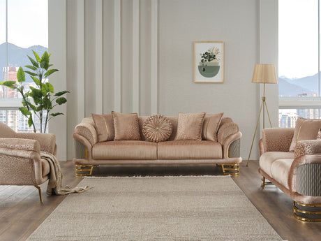 Versace 3-pieces (Sofa & Loveseat & Chair) Livingroom Set in Beige from Furnia - Luna Furniture