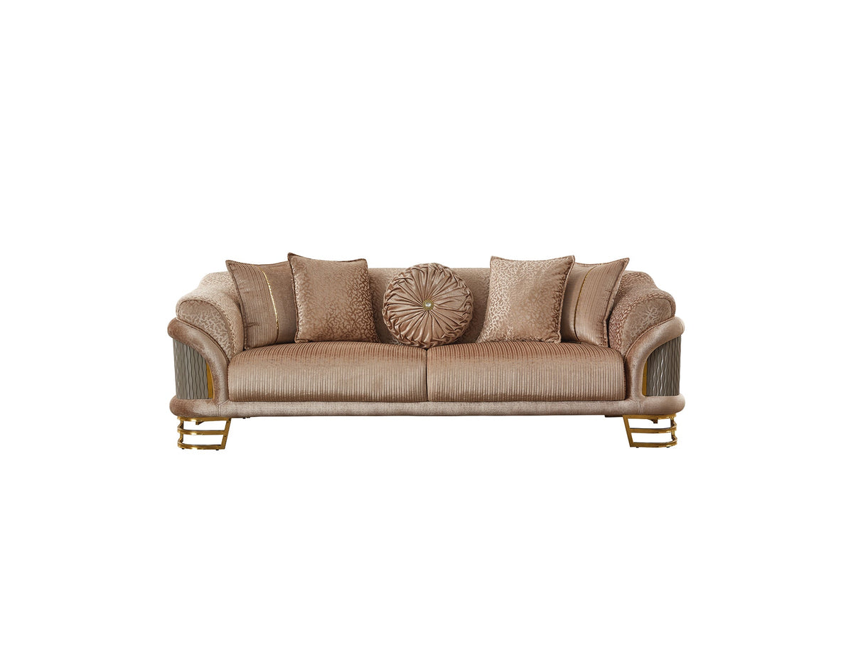 Versace Stationary Sofa in Beige from Furnia - Luna Furniture