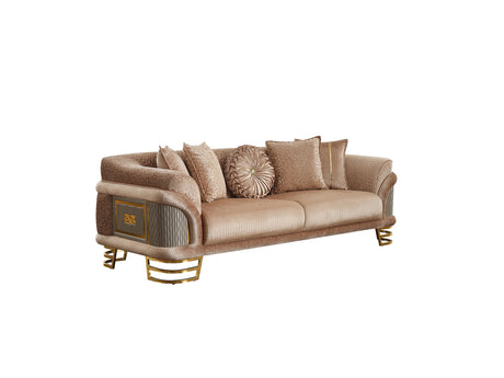 Versace Stationary Sofa in Beige from Furnia - Luna Furniture