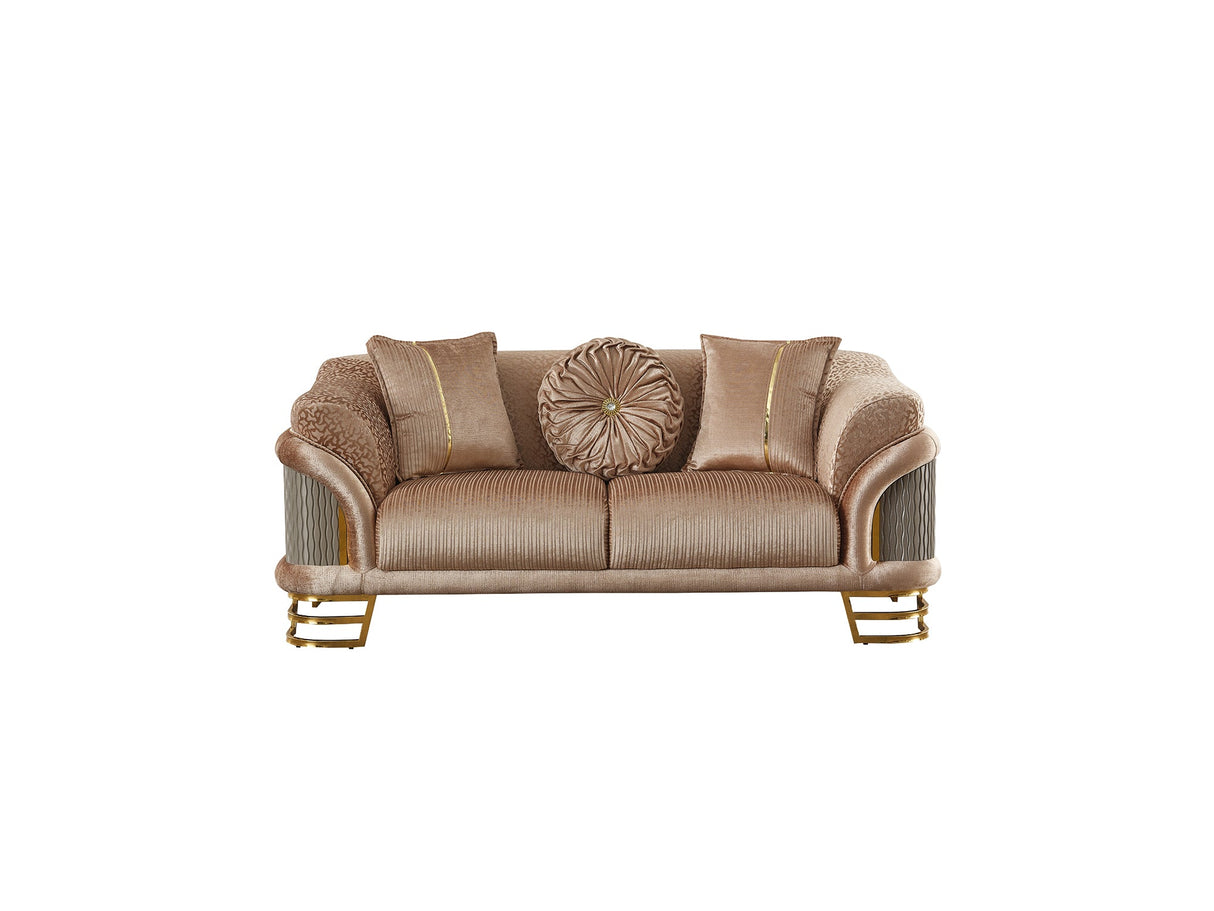 Versace Stationary Loveseat in Beige from Furnia - Luna Furniture