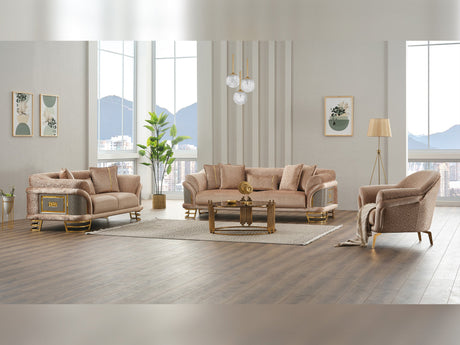 Versace 3-pieces (Sofa & Loveseat & Chair) Livingroom Set in Beige from Furnia - Luna Furniture