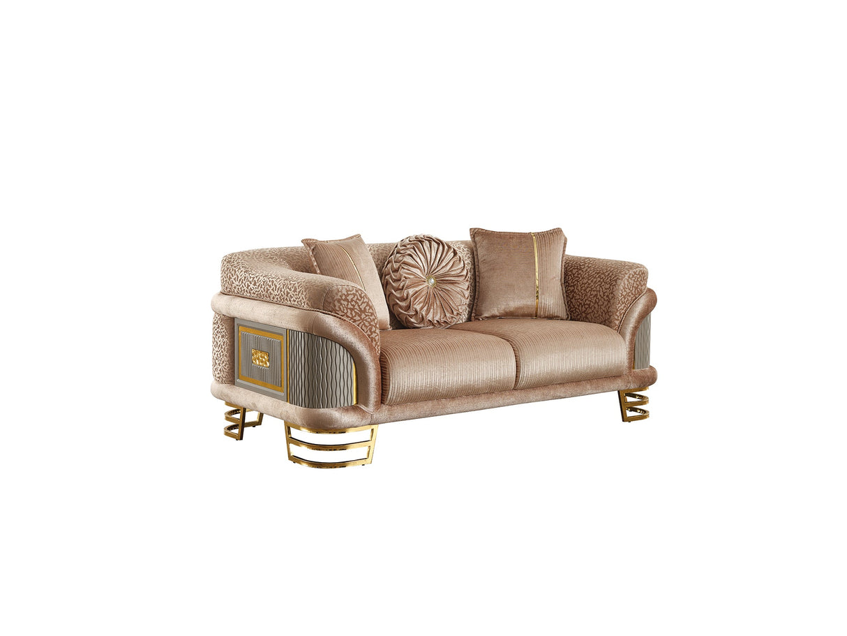 Versace Stationary Loveseat in Beige from Furnia - Luna Furniture