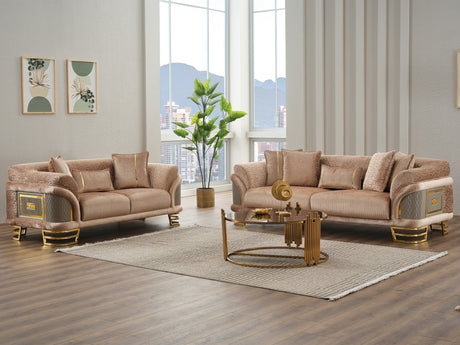 Versace 3-pieces (Sofa & Loveseat & Chair) Livingroom Set in Beige from Furnia - Luna Furniture