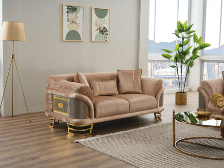 Versace 3-pieces (Sofa & Loveseat & Chair) Livingroom Set in Beige from Furnia - Luna Furniture