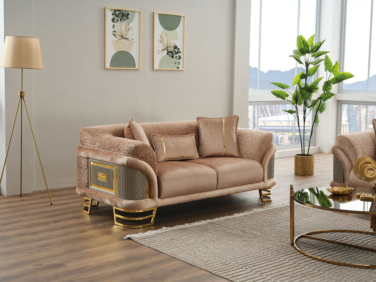 Versace Stationary Loveseat in Beige from Furnia - Luna Furniture