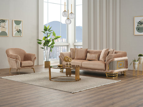 Versace 3-pieces (Sofa & Loveseat & Chair) Livingroom Set in Beige from Furnia - Luna Furniture