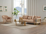 Versace Stationary Sofa in Beige from Furnia - Luna Furniture