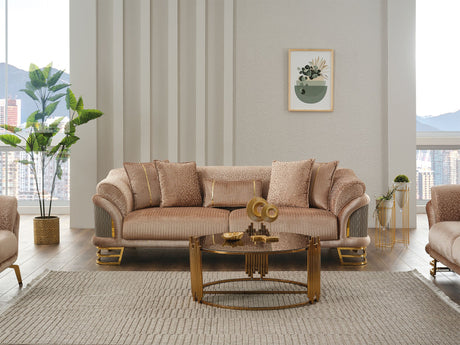 Versace Stationary Sofa in Beige from Furnia - Luna Furniture