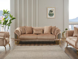 Versace 3-pieces (Sofa & Loveseat & Chair) Livingroom Set in Beige from Furnia - Luna Furniture