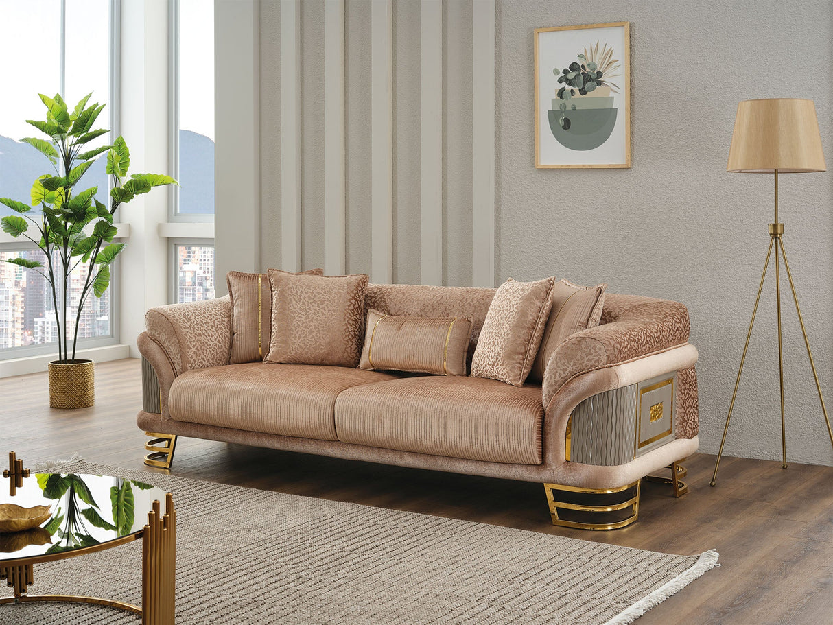 Versace Stationary Sofa in Beige from Furnia - Luna Furniture