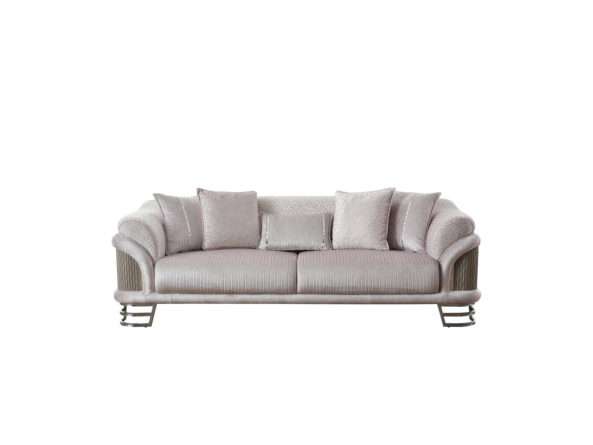 Versace 3-pieces (Sofa & Loveseat & Chair) Livingroom Set in Light Grey from Furnia - Luna Furniture