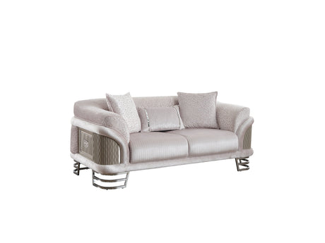 Versace 3-pieces (Sofa & Loveseat & Chair) Livingroom Set in Light Grey from Furnia - Luna Furniture