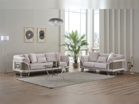 Versace 3-pieces (Sofa & Loveseat & Chair) Livingroom Set in Light Grey from Furnia - Luna Furniture