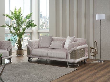 Versace 3-pieces (Sofa & Loveseat & Chair) Livingroom Set in Light Grey from Furnia - Luna Furniture
