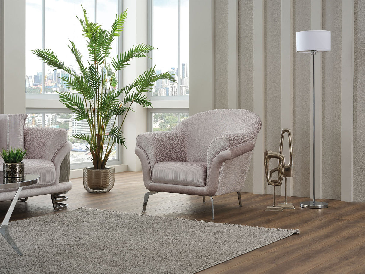 Versace 3-pieces (Sofa & Loveseat & Chair) Livingroom Set in Light Grey from Furnia - Luna Furniture