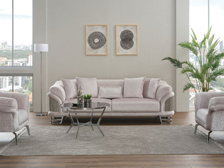 Versace 3-pieces (Sofa & Loveseat & Chair) Livingroom Set in Light Grey from Furnia - Luna Furniture