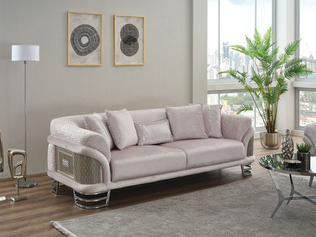 Versace 3-pieces (Sofa & Loveseat & Chair) Livingroom Set in Light Grey from Furnia - Luna Furniture