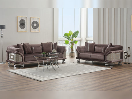 Versace 3-pieces (Sofa & Loveseat & Chair) Livingroom Set in Dark Grey from Furnia - Luna Furniture