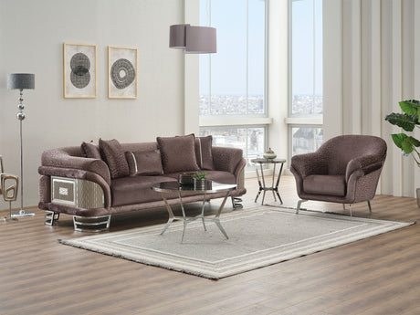 Versace 3-pieces (Sofa & Loveseat & Chair) Livingroom Set in Dark Grey from Furnia - Luna Furniture