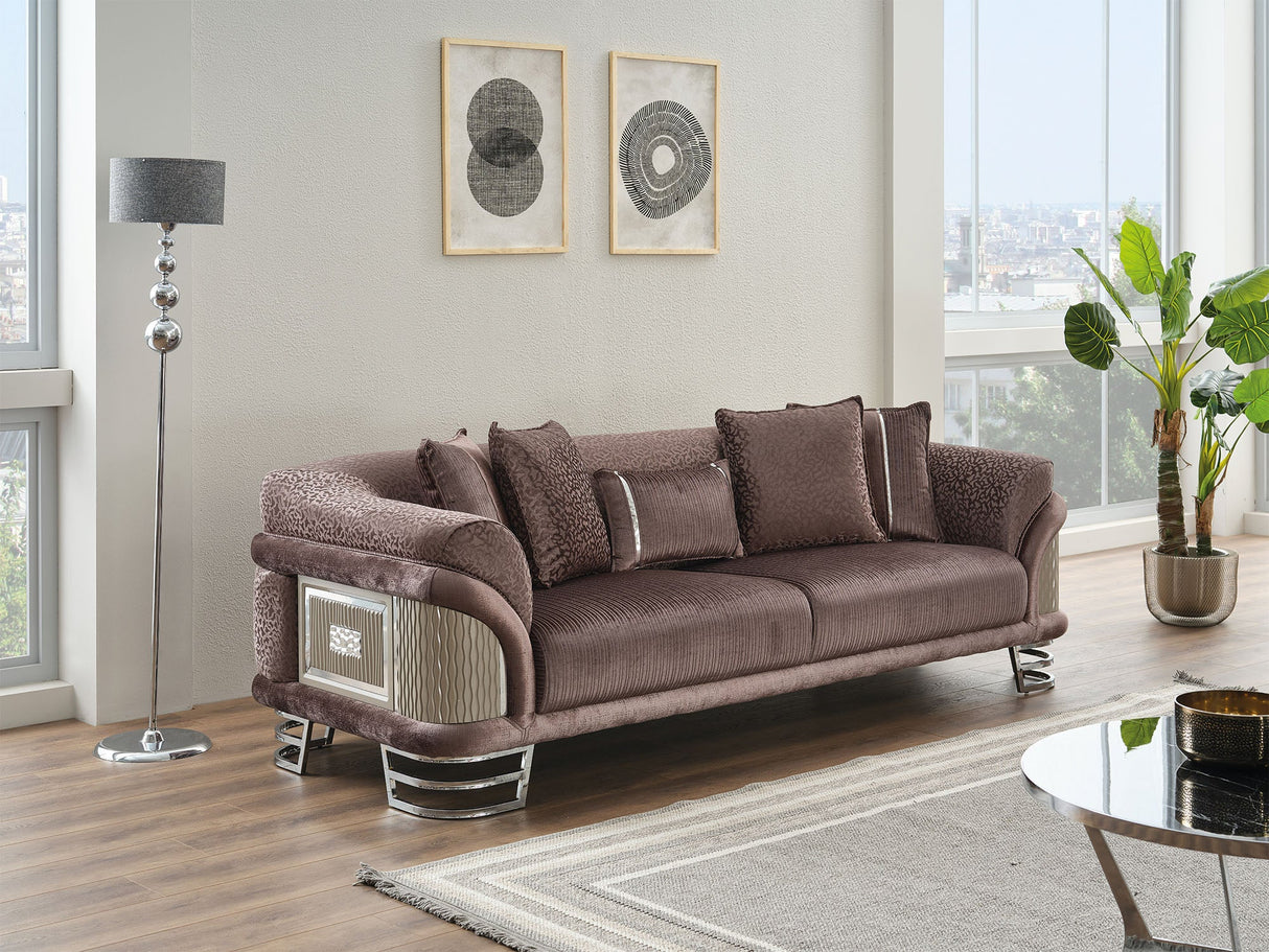 Versace 3-pieces (Sofa & Loveseat & Chair) Livingroom Set in Dark Grey from Furnia - Luna Furniture