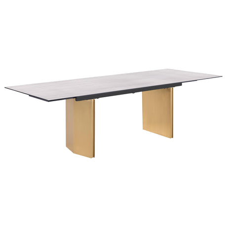 Vesa Beige Glass Top Extendable Dining Table from Coaster - Luna Furniture