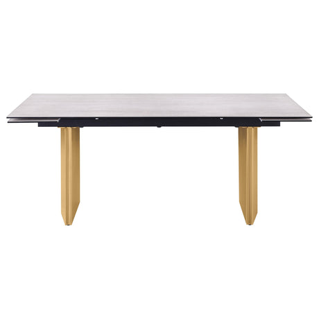 Vesa Beige Glass Top Extendable Dining Table from Coaster - Luna Furniture