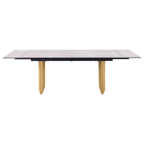 Vesa Beige Glass Top Extendable Dining Table from Coaster - Luna Furniture