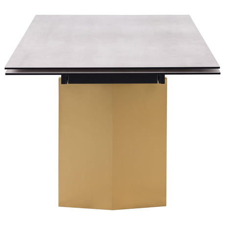 Vesa Beige Glass Top Extendable Dining Table from Coaster - Luna Furniture