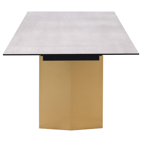 Vesa Beige Glass Top Extendable Dining Table from Coaster - Luna Furniture