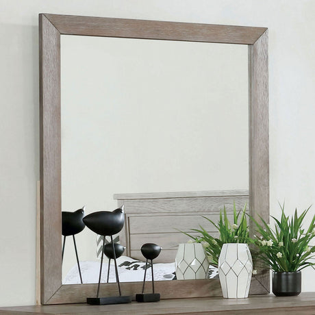 Vevey Wire-Brushed Warm Gray Mirror (Mirror Only) from Furniture of America - Luna Furniture