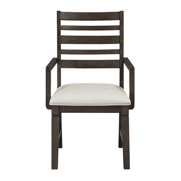 Victoria Espresso/Beige Upholstered  Arm Chair, Set of 2