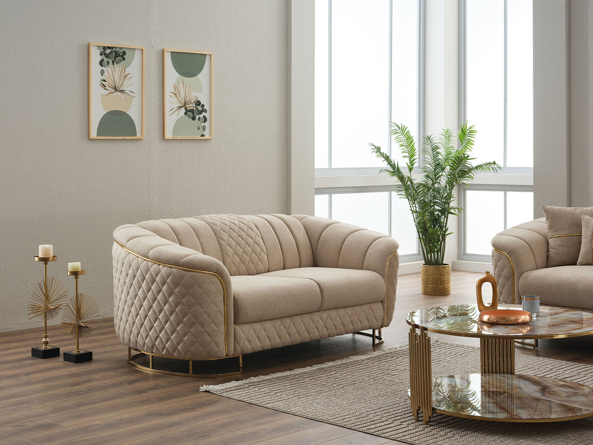 Victoria Stationary Loveseat in Cream from Furnia - Luna Furniture