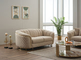 Victoria Stationary Loveseat in Cream from Furnia - Luna Furniture