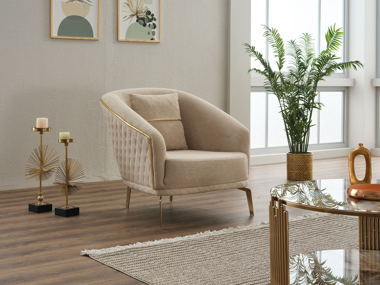Victoria 3-pieces Living Room Set in Cream from Furnia - Luna Furniture