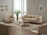Victoria 3-pieces Living Room Set in Cream from Furnia - Luna Furniture